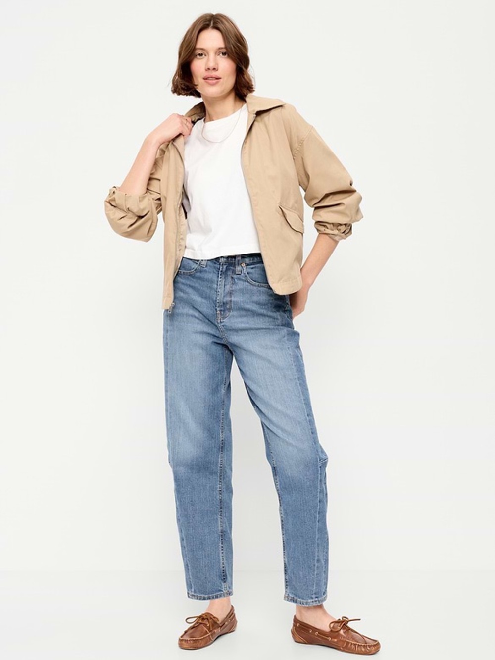 Old Navy Barrel Jeans High Rise Ankle Length Light Blue Denim Size 8